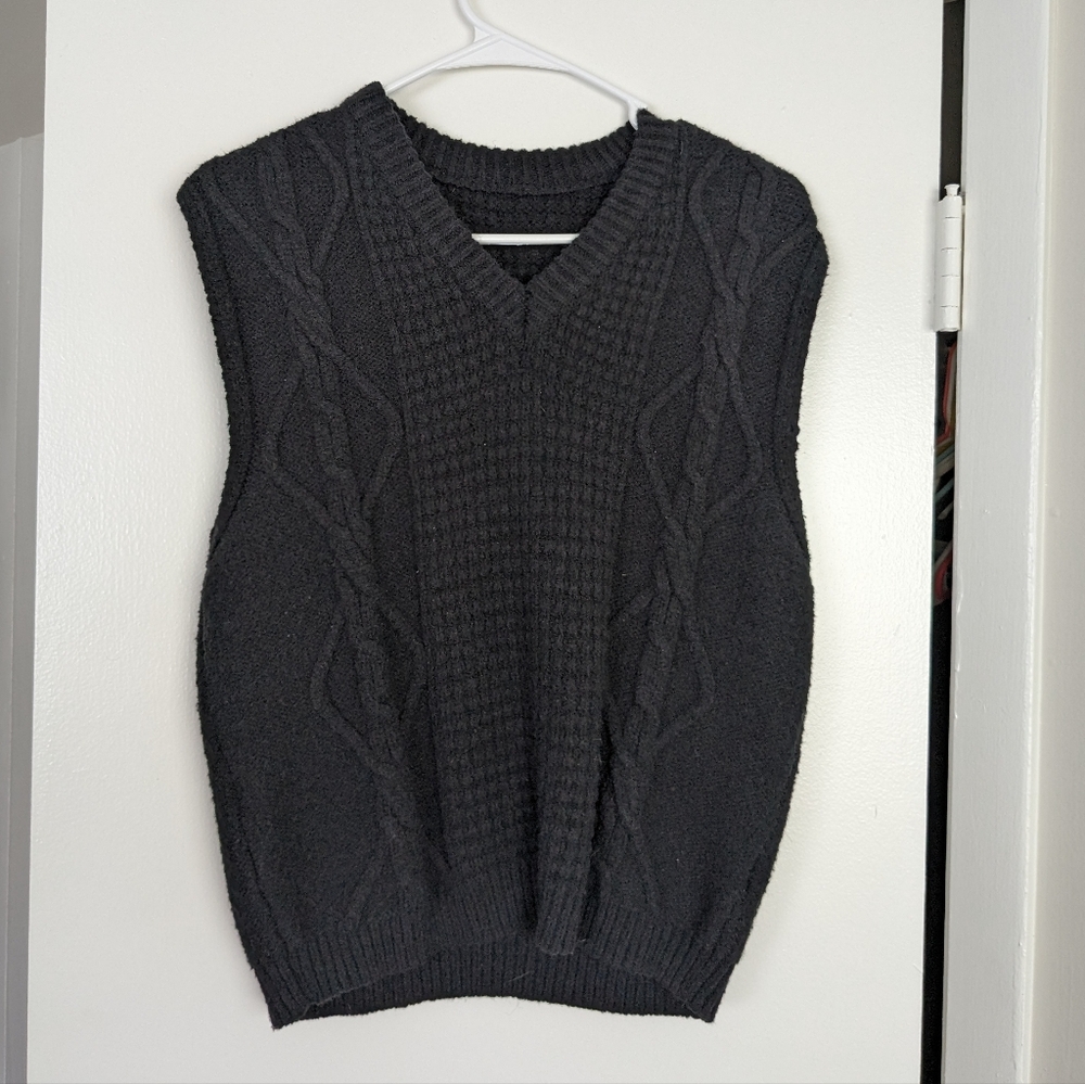 Soft Thick Black Sweater Vest
